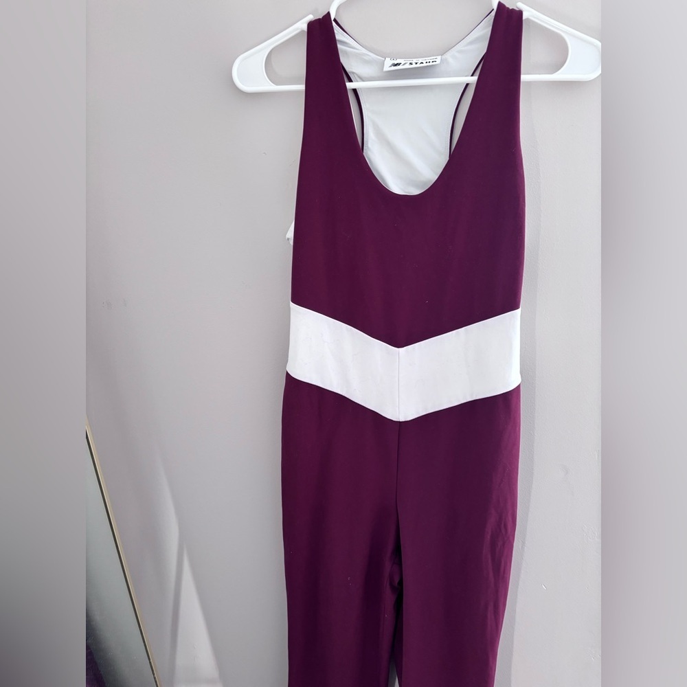 STAUD x New Balance Burgundy and White jumpsuit - Picture 3 of 6